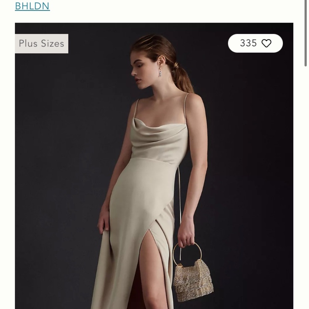 BHLDN Remy Cowl-Neck Faux-Wrap Satin Gown Champagne - perfect condition